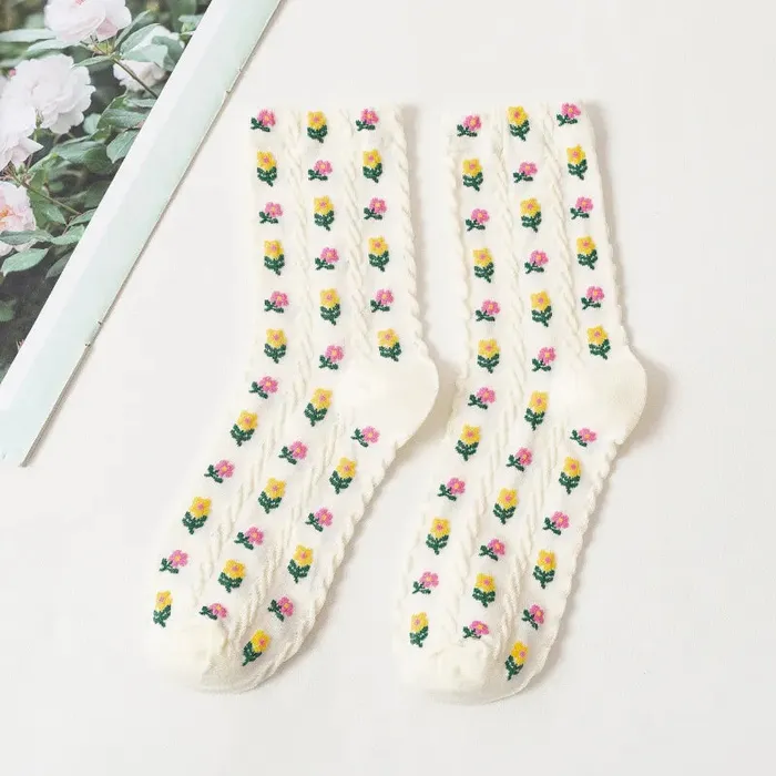 Rings POLLY SF223 White Flower Socks