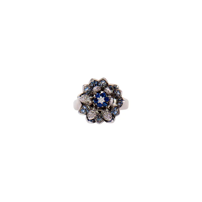 Rings PreOwned Sapphire and Diamond Flower Ring STORE 5a