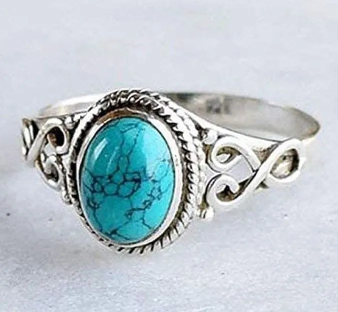Rings R207 Silver Turquoise Stone Ring alice