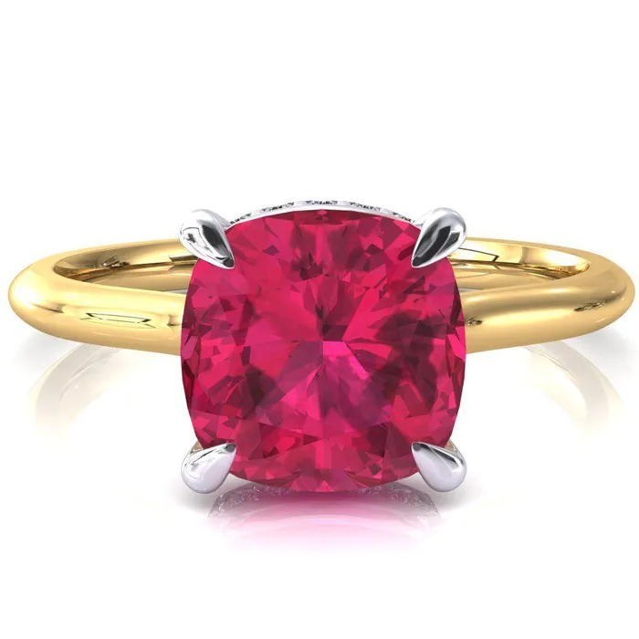 Rings Secret Cushion Ruby 4 Prong Floating Halo Engagement Ring Fire Brilliance Rings Secret Cushion Ruby 4 Prong Floating Halo Engagement Ring Fire Brilliance