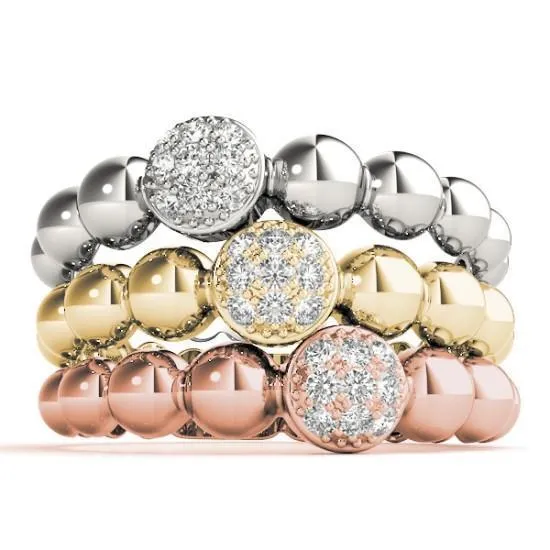 Rings Stackables TriTone Gold Diamond Cluster Bead 3Band Set Selectables Fire Brilliance Rings Stackables TriTone Gold Diamond Cluster Bead 3Band Set Selectables Fire Brilliance