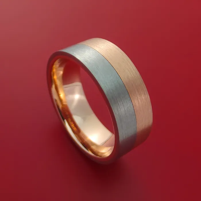 Rings Titanium and Gold Ring Style with Solid 14k Rose Gold Inner Sleeve Wedding Band Custom made to Any Size Lashbrook Rings Titanium and Gold Ring Style with Solid 14k Rose Gold Inner Sleeve Wedding Band Custom made to Any Size Lashbrook