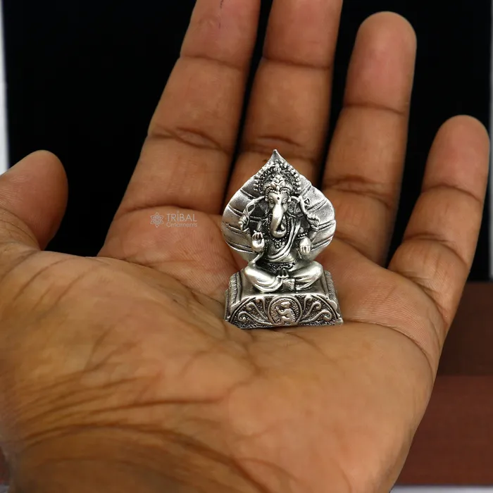 Rings TRIBAL ORNAMENTS 14 Small solid 925 Sterling silver Lord pan ganesha Pooja Articles Silver Idols Ganesha statue sculpture Diwali puja figurine art677