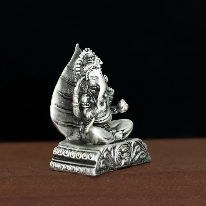 Rings TRIBAL ORNAMENTS 14 Small solid 925 Sterling silver Lord pan ganesha Pooja Articles Silver Idols Ganesha statue sculpture Diwali puja figurine art677