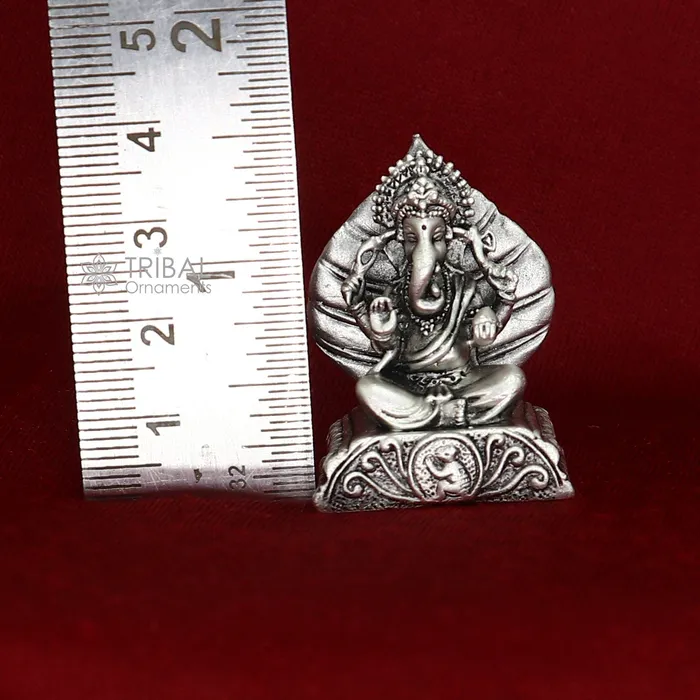 Rings TRIBAL ORNAMENTS 14 Small solid 925 Sterling silver Lord pan ganesha Pooja Articles Silver Idols Ganesha statue sculpture Diwali puja figurine art677