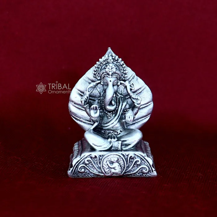 Rings TRIBAL ORNAMENTS 14 Small solid 925 Sterling silver Lord pan ganesha Pooja Articles Silver Idols Ganesha statue sculpture Diwali puja figurine art677
