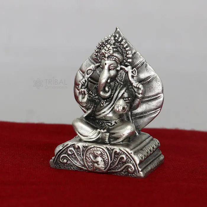 Rings TRIBAL ORNAMENTS 14 Small solid 925 Sterling silver Lord pan ganesha Pooja Articles Silver Idols Ganesha statue sculpture Diwali puja figurine art677