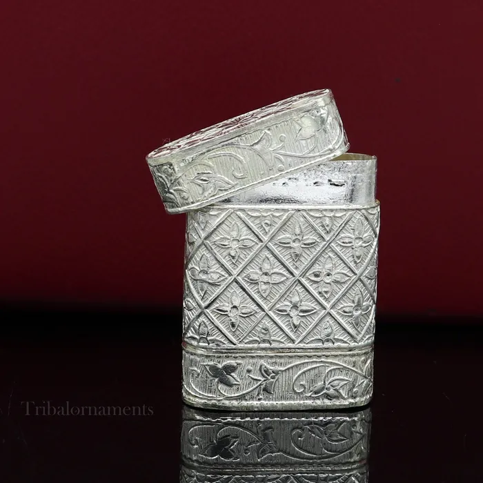 Rings TRIBAL ORNAMENTS 925 sterling silver handcrafted floral design 2 in1 trinket box tobacco box tobacco and chuna box best gifting silver royal article stb97 Rings TRIBAL ORNAMENTS 925 sterling silver handcrafted floral design 2 in1 trinket box tobacco box tobacco and chuna box best gifting silver royal article stb97