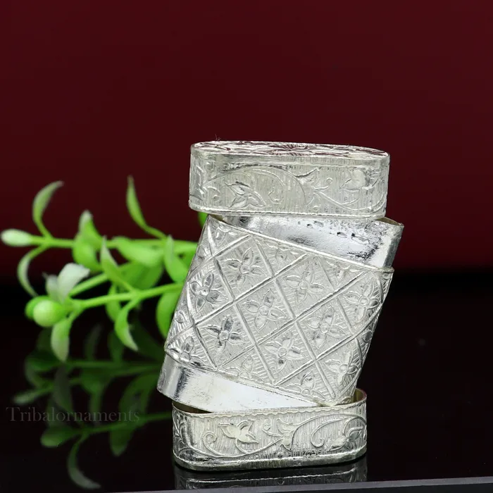 Rings TRIBAL ORNAMENTS 925 sterling silver handcrafted floral design 2 in1 trinket box tobacco box tobacco and chuna box best gifting silver royal article stb97