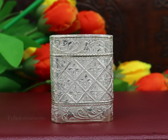 Rings TRIBAL ORNAMENTS 925 sterling silver handcrafted floral design 2 in1 trinket box tobacco box tobacco and chuna box best gifting silver royal article stb97
