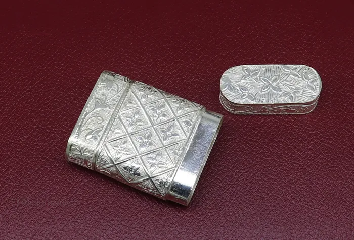 Rings TRIBAL ORNAMENTS 925 sterling silver handcrafted floral design 2 in1 trinket box tobacco box tobacco and chuna box best gifting silver royal article stb97