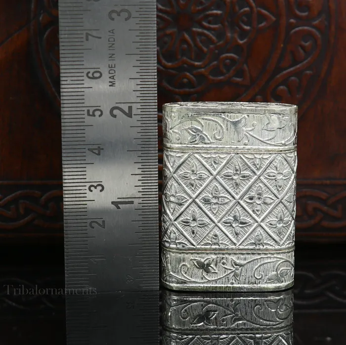 Rings TRIBAL ORNAMENTS 925 sterling silver handcrafted floral design 2 in1 trinket box tobacco box tobacco and chuna box best gifting silver royal article stb97