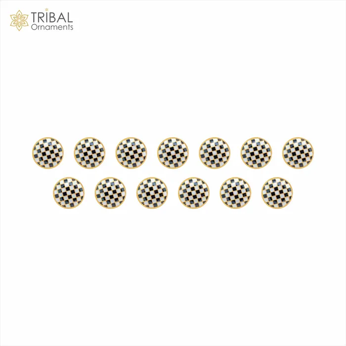 Rings TRIBAL ORNAMENTS 925 Sterling silver handmade gorgeous white and black check design fancy buttons set of 13 pc for mens coat or suit best jewelry for all occasions btn81 Rings TRIBAL ORNAMENTS 925 Sterling silver handmade gorgeous white and black check design fancy buttons set of 13 pc for mens coat or suit best jewelry for all occasions btn81