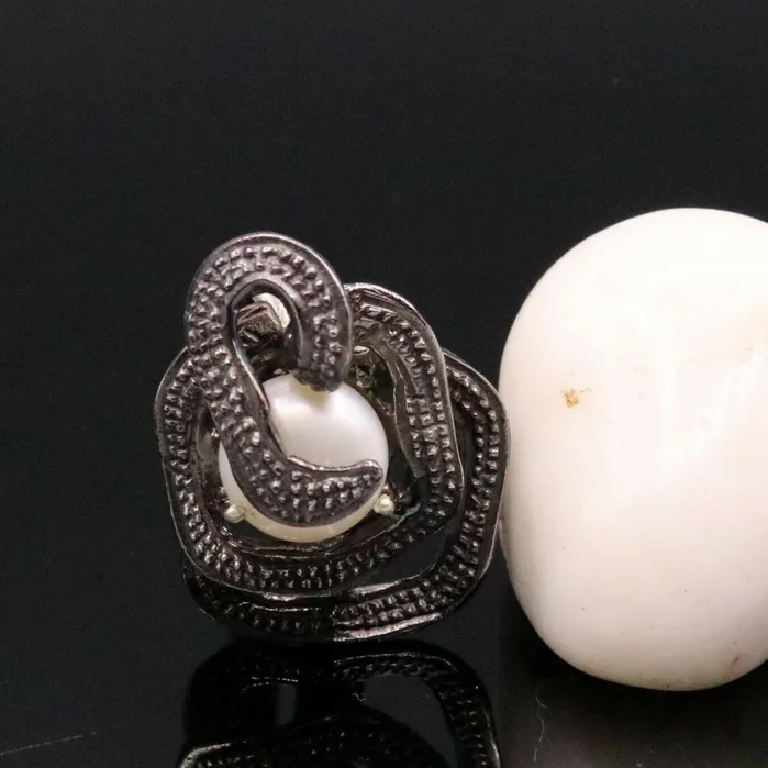 Rings TRIBAL ORNAMENTS Awesome vintage antique style 925 sterling silver gifting pearl ring band sr134 Rings TRIBAL ORNAMENTS Awesome vintage antique style 925 sterling silver gifting pearl ring band sr134