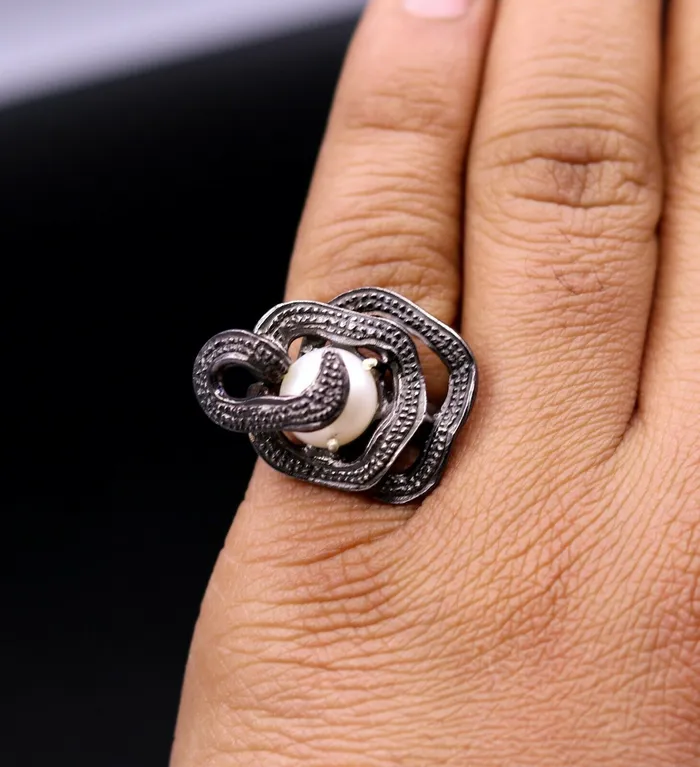 Rings TRIBAL ORNAMENTS Awesome vintage antique style 925 sterling silver gifting pearl ring band sr134 Rings TRIBAL ORNAMENTS Awesome vintage antique style 925 sterling silver gifting pearl ring band sr134
