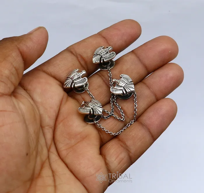 Rings TRIBAL ORNAMENTS Dove design 925 Sterling Silver set of 4 kurta Buttons for Fashion Perfection silver cufflinks cultural trendy jewelry btn50 Rings TRIBAL ORNAMENTS Dove design 925 Sterling Silver set of 4 kurta Buttons for Fashion Perfection silver cufflinks cultural trendy jewelry btn50