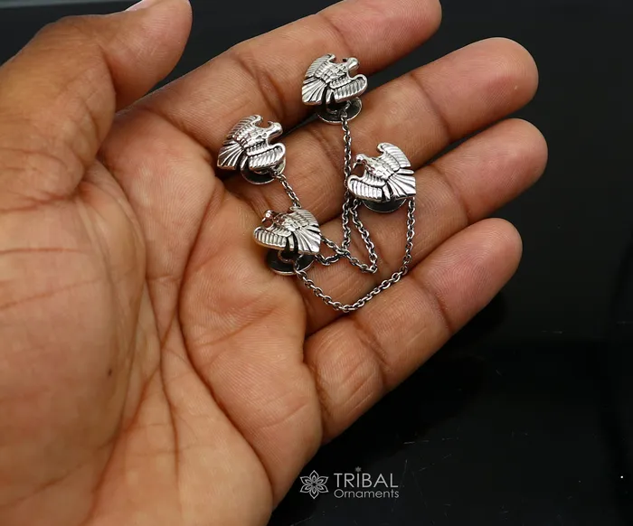 Rings TRIBAL ORNAMENTS Dove design 925 Sterling Silver set of 4 kurta Buttons for Fashion Perfection silver cufflinks cultural trendy jewelry btn50 Rings TRIBAL ORNAMENTS Dove design 925 Sterling Silver set of 4 kurta Buttons for Fashion Perfection silver cufflinks cultural trendy jewelry btn50