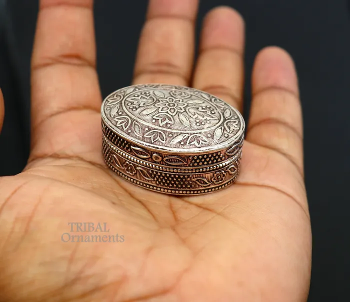 Rings TRIBAL ORNAMENTS Exclusive small bridal kajal box 925 sterling silver trinket box container box small jewelry box Vermilion bridal art gifting stb743 Rings TRIBAL ORNAMENTS Exclusive small bridal kajal box 925 sterling silver trinket box container box small jewelry box Vermilion bridal art gifting stb743