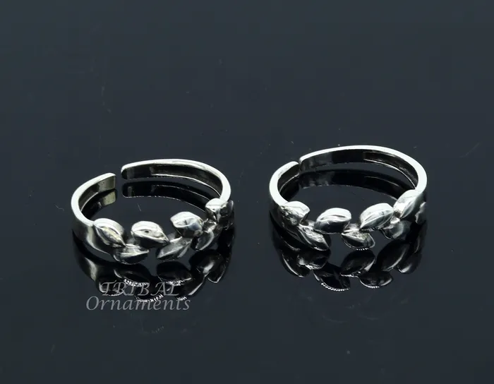 Rings TRIBAL ORNAMENTS Fabulous flower design 925 sterling silver handmade vintage design Adjustable toe ring ethnic tribal belly dance jewelry india YTR03