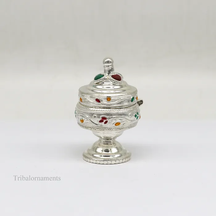 Rings TRIBAL ORNAMENTS Solid sterling silver vintage royal designer handmade brides eyes kajal box surma box kumkum sindur box small trinket box article stb236