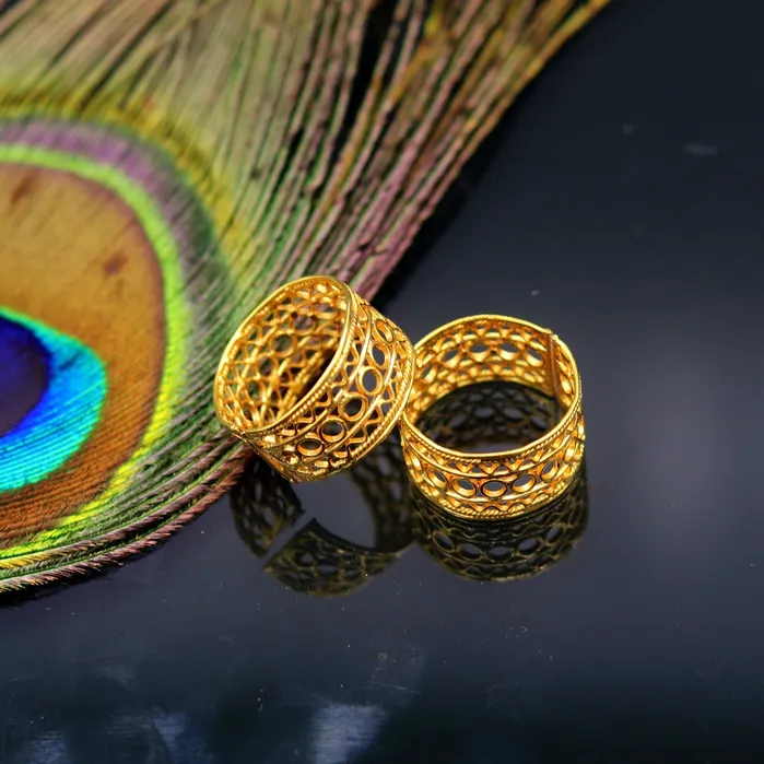 Rings TRIBAL ORNAMENTS Vintage antique design 20 karat yellow gold handmade fabulous Toe ring pair excellent wedding anniversary jewelry from india