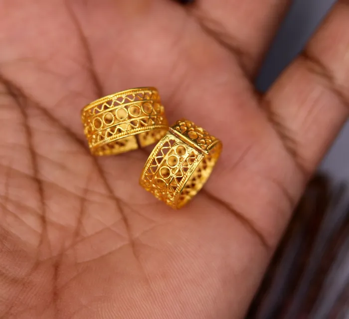 Rings TRIBAL ORNAMENTS Vintage antique design 20 karat yellow gold handmade fabulous Toe ring pair excellent wedding anniversary jewelry from india Rings TRIBAL ORNAMENTS Vintage antique design 20 karat yellow gold handmade fabulous Toe ring pair excellent wedding anniversary jewelry from india