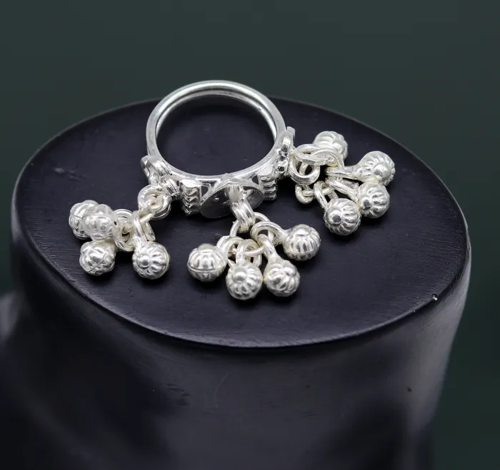 Rings Vintage design Sterling silver handmade charm ring excellent customized noisy bells drops personalized girls womens jewelry sr259 TRIBAL ORNAMENTS Rings Vintage design Sterling silver handmade charm ring excellent customized noisy bells drops personalized girls womens jewelry sr259 TRIBAL ORNAMENTS