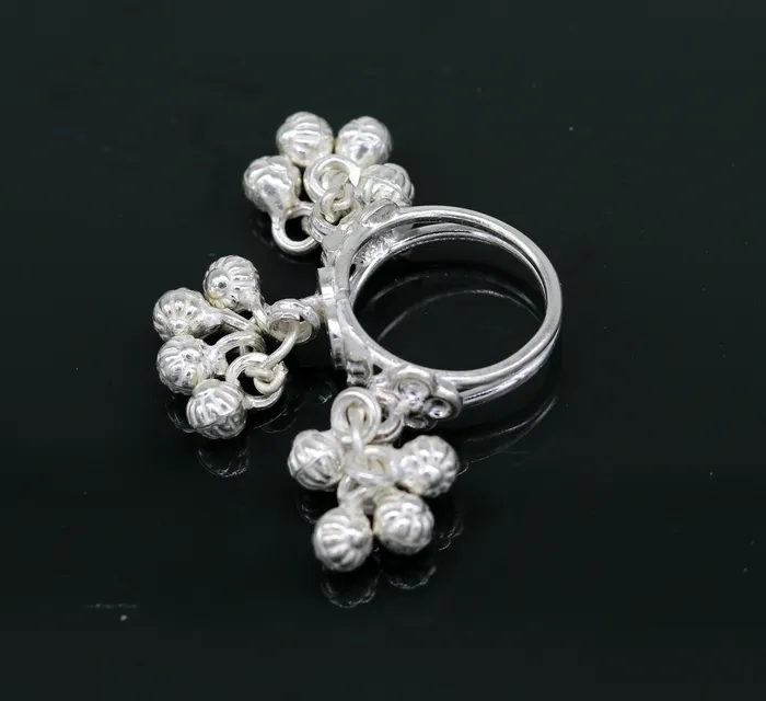 Rings Vintage design Sterling silver handmade charm ring excellent customized noisy bells drops personalized girls womens jewelry sr259 TRIBAL ORNAMENTS