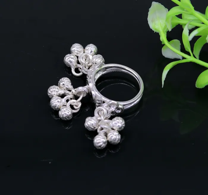 Rings Vintage design Sterling silver handmade charm ring excellent customized noisy bells drops personalized girls womens jewelry sr259 TRIBAL ORNAMENTS