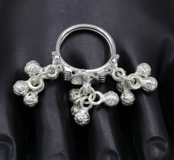 Rings Vintage design Sterling silver handmade charm ring excellent customized noisy bells drops personalized girls womens jewelry sr259 TRIBAL ORNAMENTS