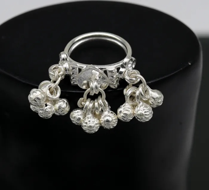 Rings Vintage design Sterling silver handmade charm ring excellent customized noisy bells drops personalized girls womens jewelry sr259 TRIBAL ORNAMENTS
