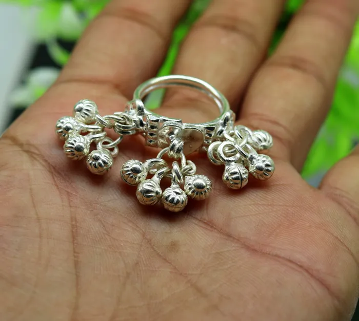 Rings Vintage design Sterling silver handmade charm ring excellent customized noisy bells drops personalized girls womens jewelry sr259 TRIBAL ORNAMENTS