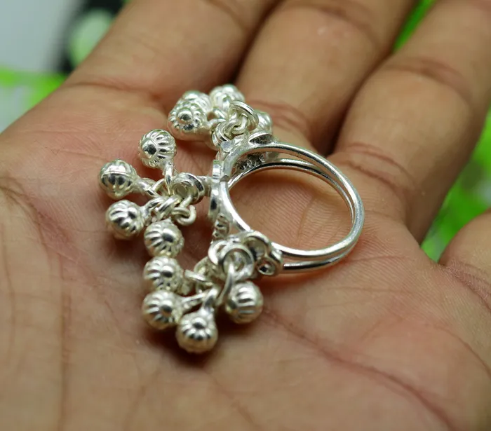Rings Vintage design Sterling silver handmade charm ring excellent customized noisy bells drops personalized girls womens jewelry sr259 TRIBAL ORNAMENTS
