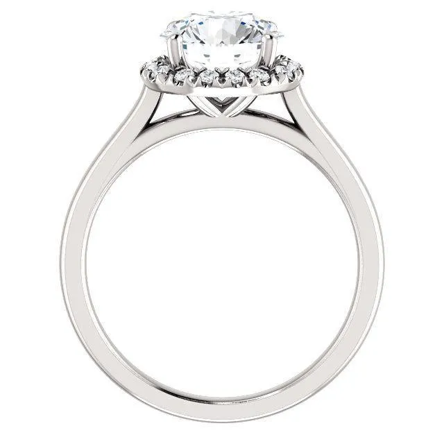 Round Center Stone Diamond Accent Ice Halo FrenchSet Ring Fire Brilliance Rings