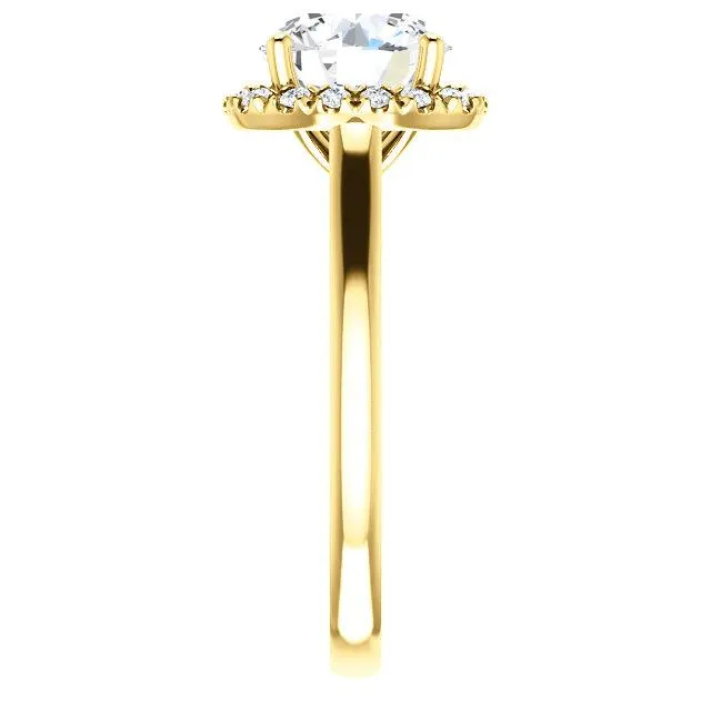 Round Center Stone Diamond Accent Ice Halo FrenchSet Ring Fire Brilliance Rings
