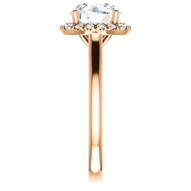 Round Center Stone Diamond Accent Ice Halo FrenchSet Ring Fire Brilliance Rings