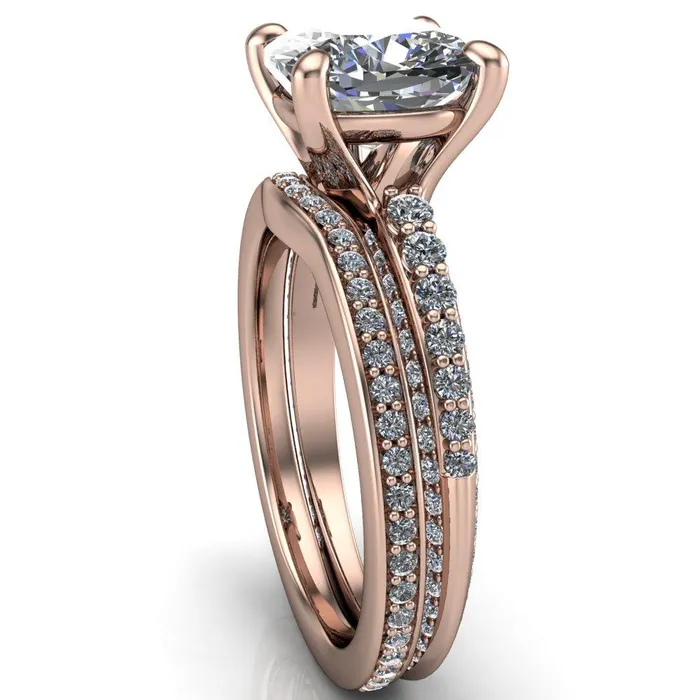 Sahana Cushion Center Stone Under Bezel Double Diamond Channel Ring Fire Brilliance Rings