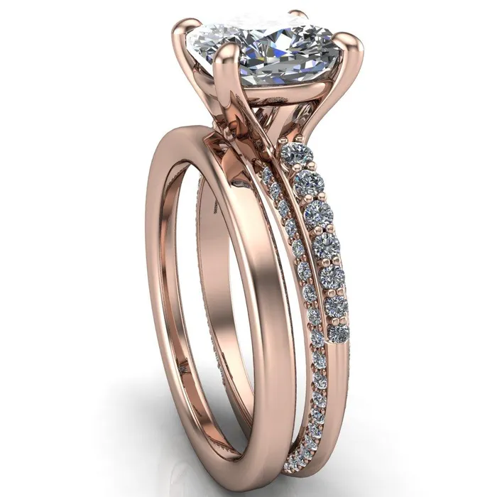 Sahana Cushion Center Stone Under Bezel Double Diamond Channel Ring Fire Brilliance Rings