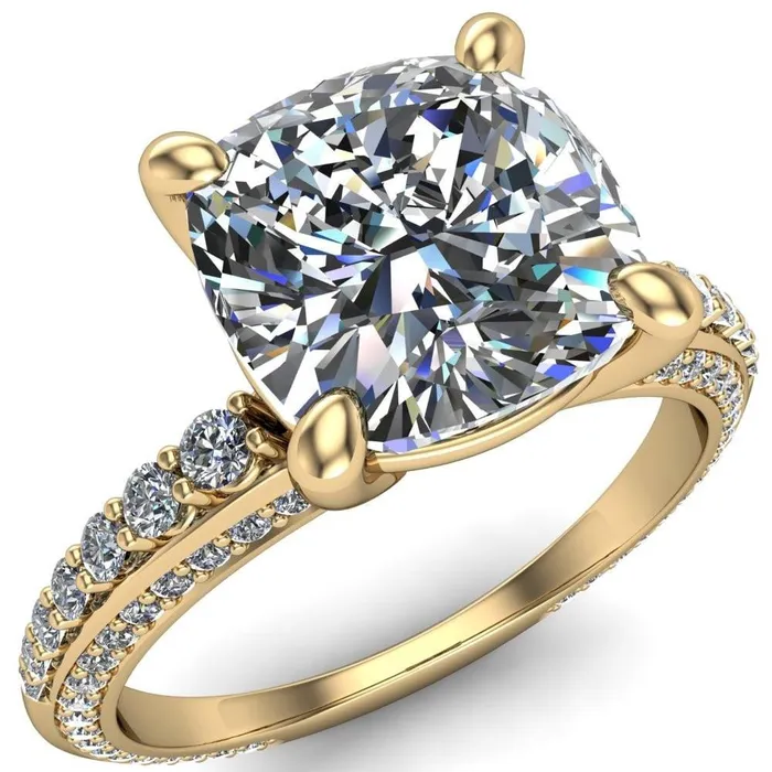 Sahana Cushion Center Stone Under Bezel Double Diamond Channel Ring Fire Brilliance Rings