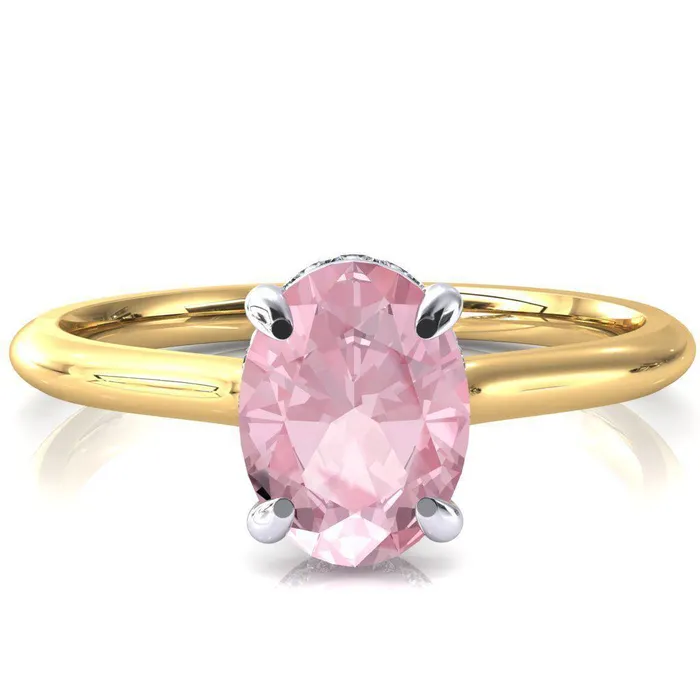 Secret Oval Pink Sapphire 4 Prong Floating Halo Engagement Ring Fire Brilliance Rings Secret Oval Pink Sapphire 4 Prong Floating Halo Engagement Ring Fire Brilliance Rings
