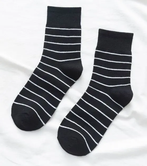 SF1064 Black White Stripe Socks POLLY Rings