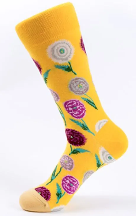 SF31 Yellow Top Floral Crew Socks POLLY Rings
