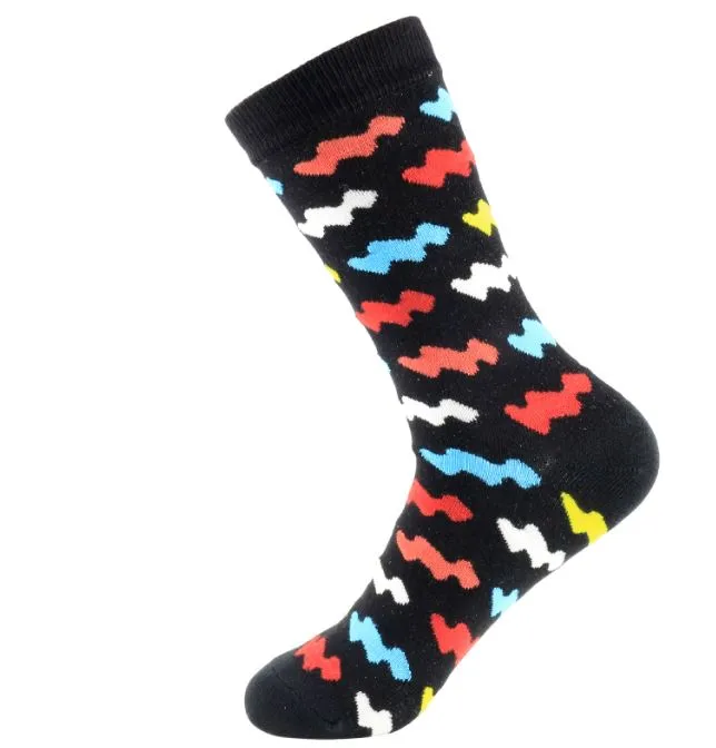 SF754 Black Colorful Squiggles Socks POLLY Rings