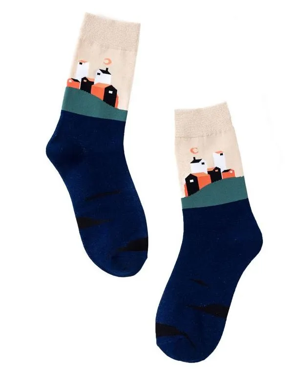 SF812 Navy Blue Country Side Socks POLLY Rings