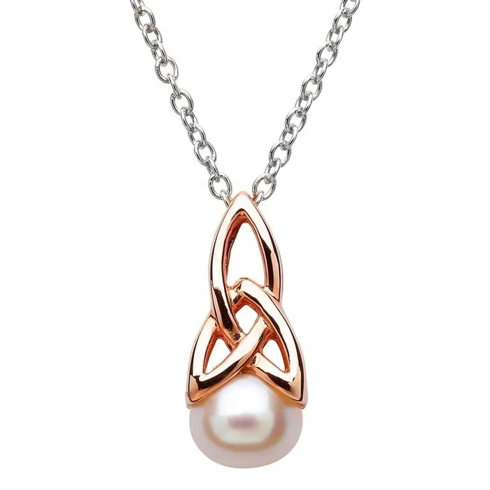 Shanore Necklaces Silver Rose Gold Plate Pearl Pendant
