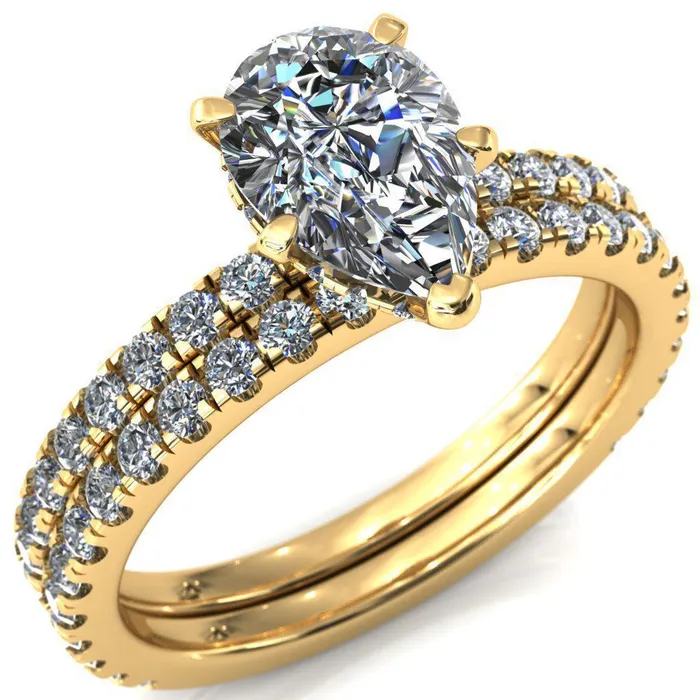 Sicili Pear Center Stone 5 Prong 34 Micro Pave Diamond Engagement Ring Fire Brilliance Rings Sicili Pear Center Stone 5 Prong 34 Micro Pave Diamond Engagement Ring Fire Brilliance Rings