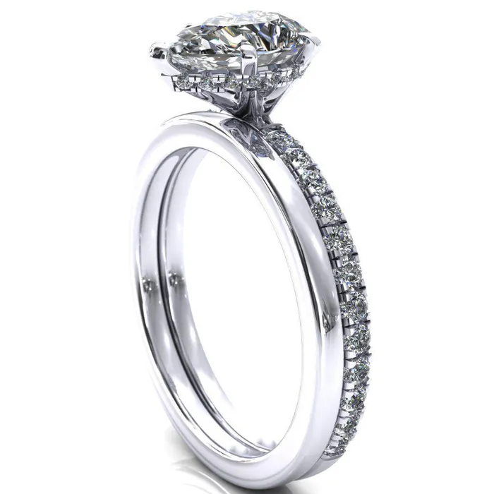 Sicili Pear Center Stone 5 Prong 34 Micro Pave Diamond Engagement Ring Fire Brilliance Rings
