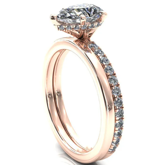 Sicili Pear Center Stone 5 Prong 34 Micro Pave Diamond Engagement Ring Fire Brilliance Rings
