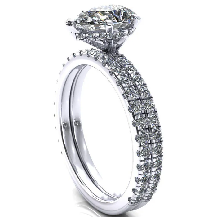 Sicili Pear Center Stone 5 Prong 34 Micro Pave Diamond Engagement Ring Fire Brilliance Rings