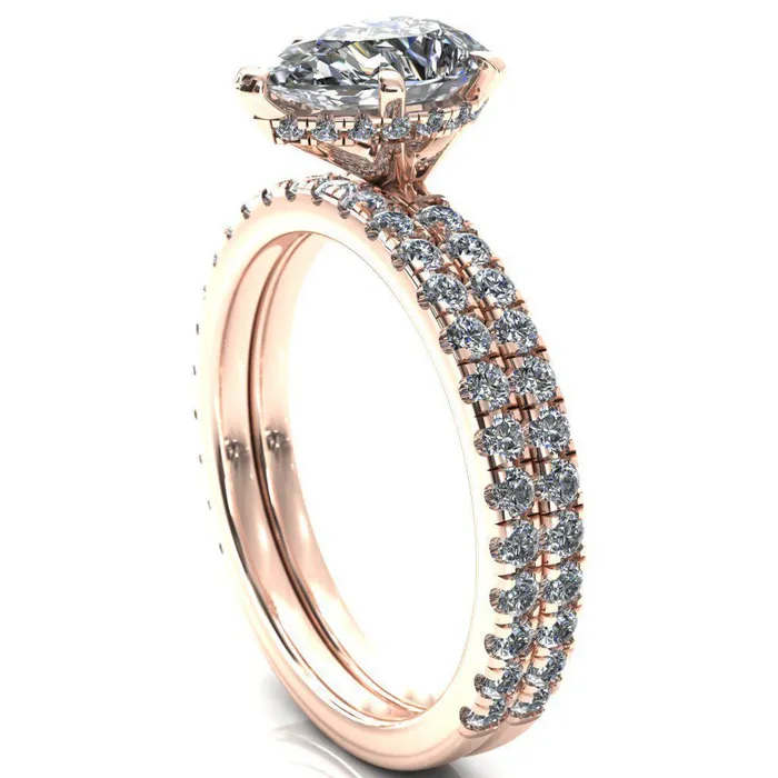 Sicili Pear Center Stone 5 Prong 34 Micro Pave Diamond Engagement Ring Fire Brilliance Rings